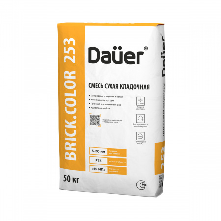 Цветная кладочная смесь для рядового кирпича Dauer BRICK.COLOR 253 серая 50 кг